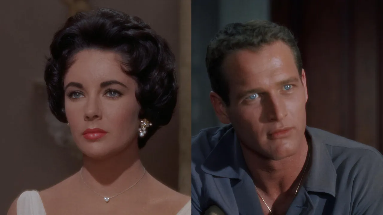 Brick and Maggie: side-by-side portraits of Elizabeth Taylor as Maggie Pollitt and Paul Newman as Brick Pollitt in Cat on a Hot Tin Roof.